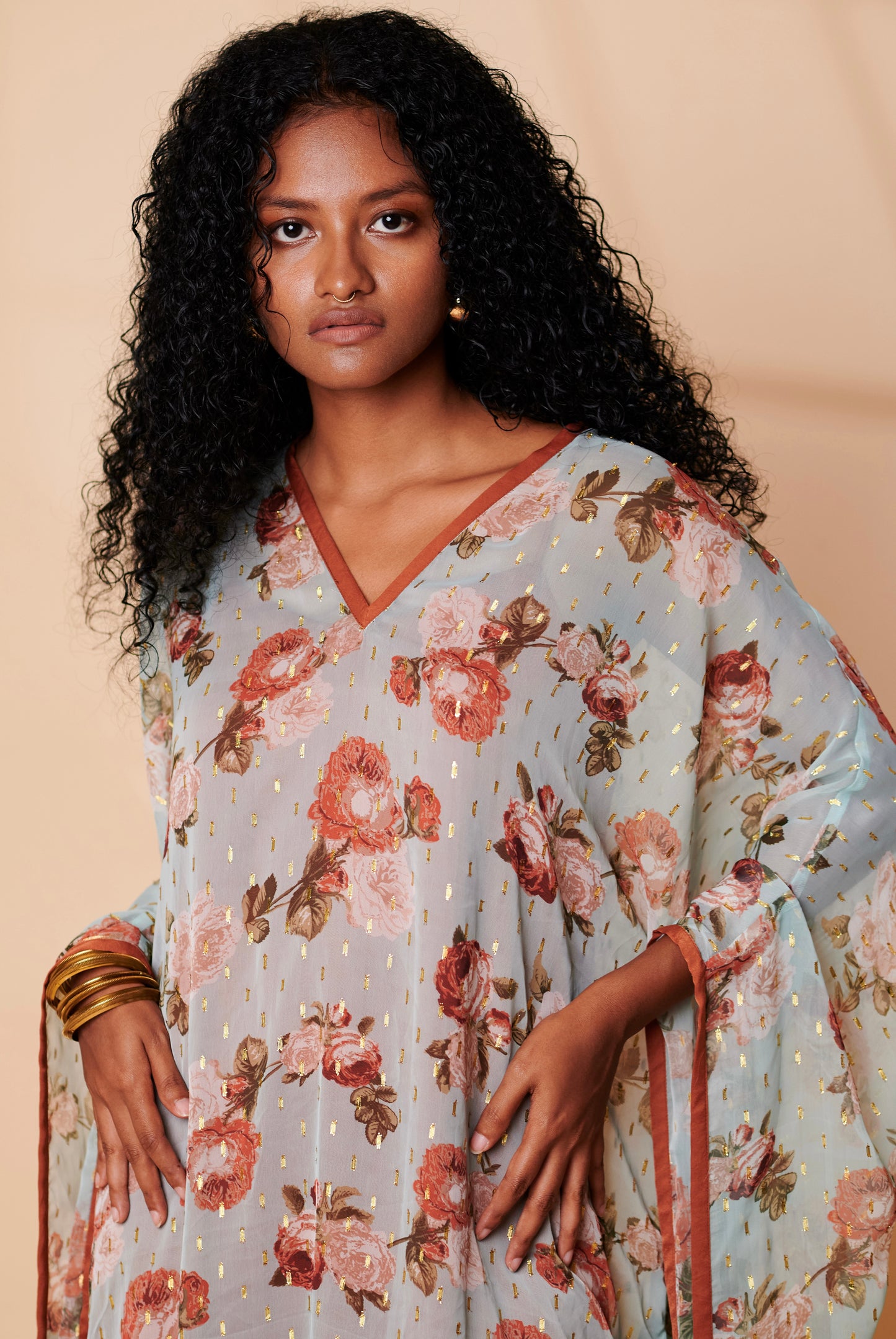 Aqua floral easy breezy Kaftan