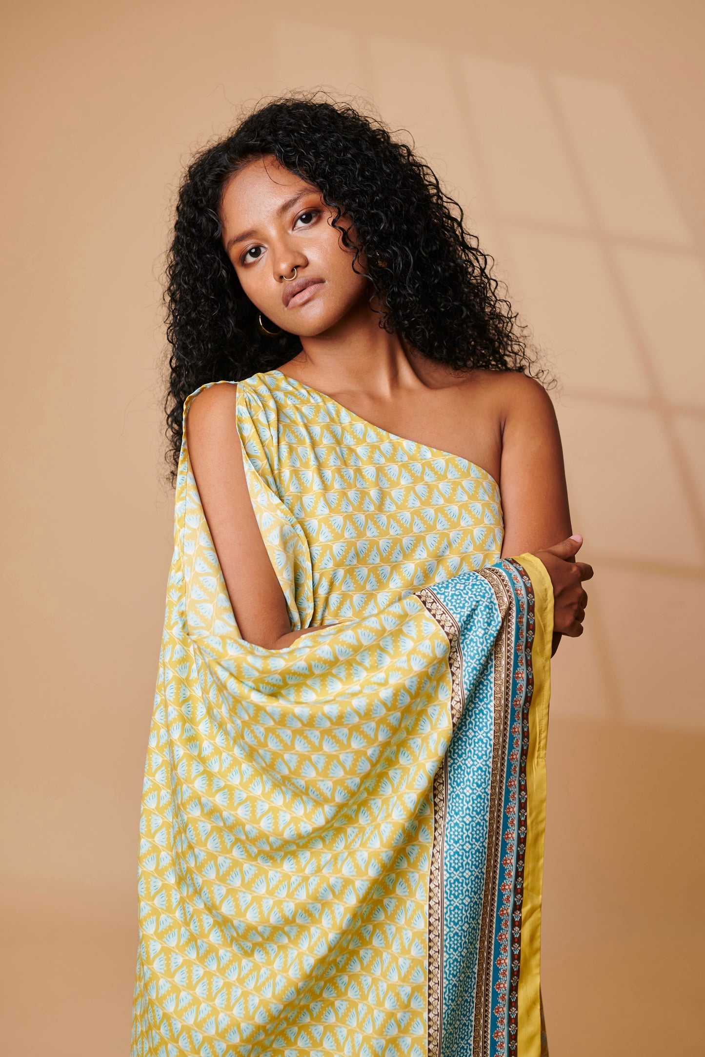 Lime garden one shoulder kaftan