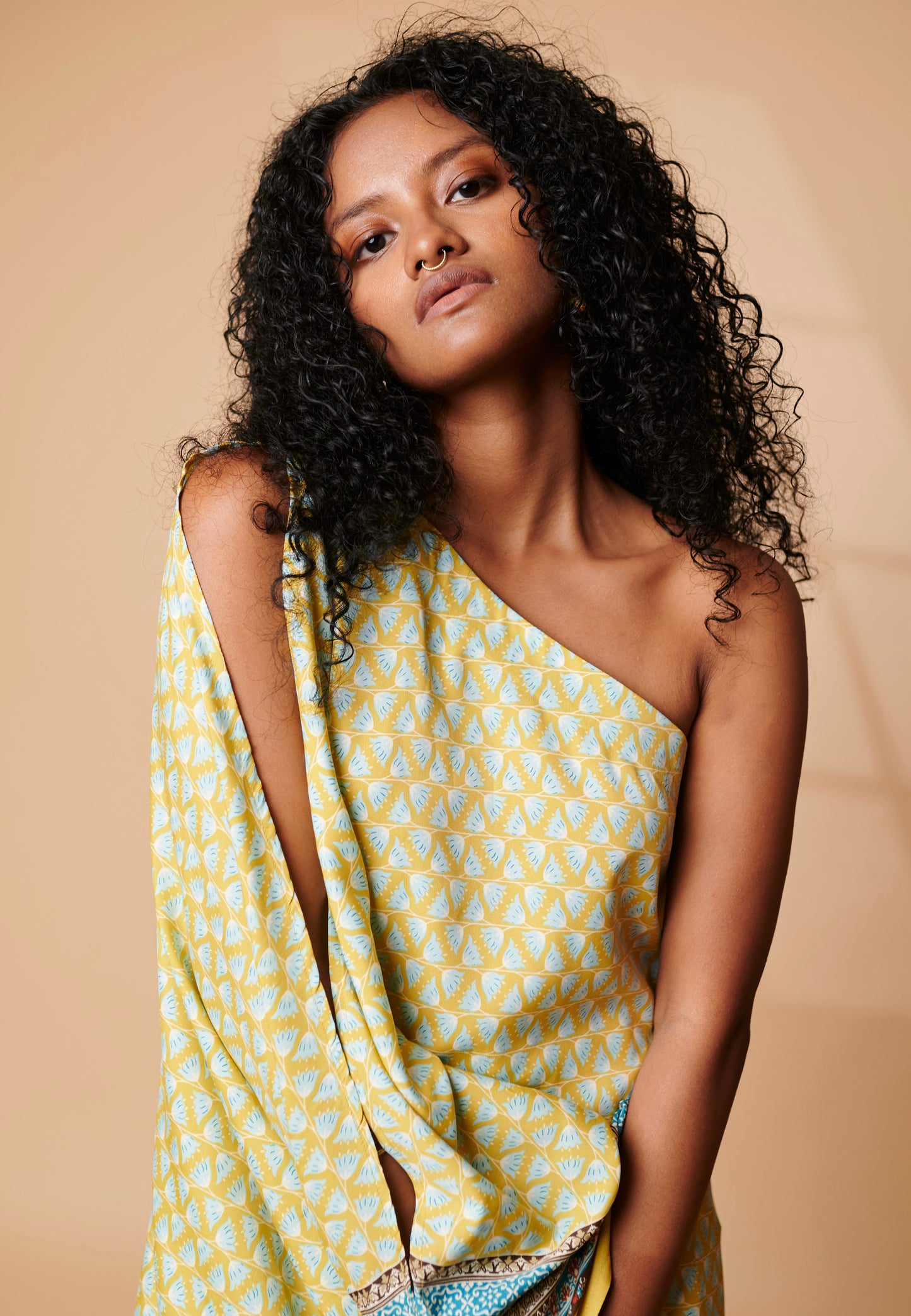 Lime garden one shoulder kaftan