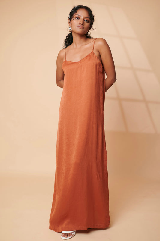 Rust slip dress