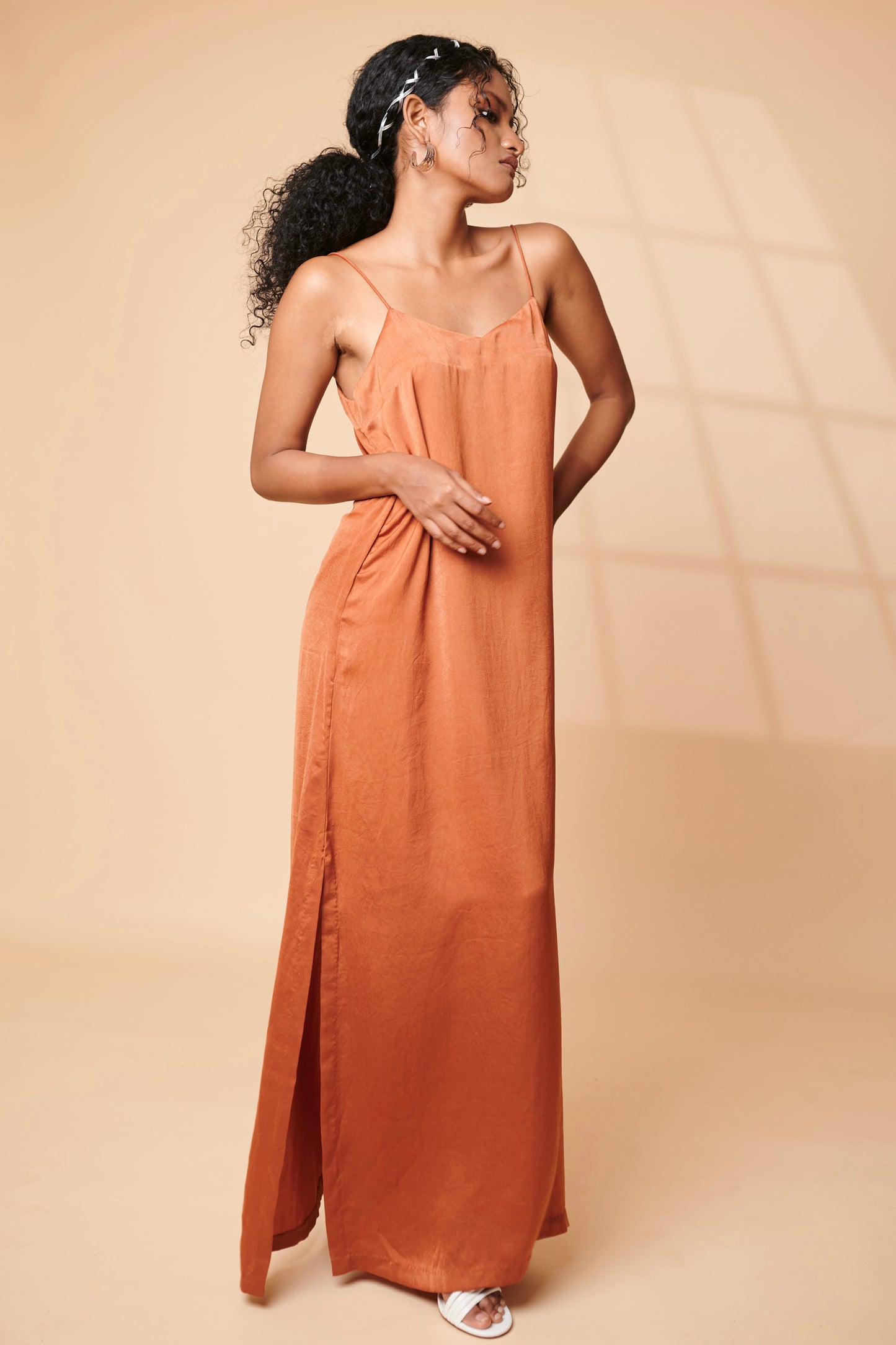 Rust slip dress