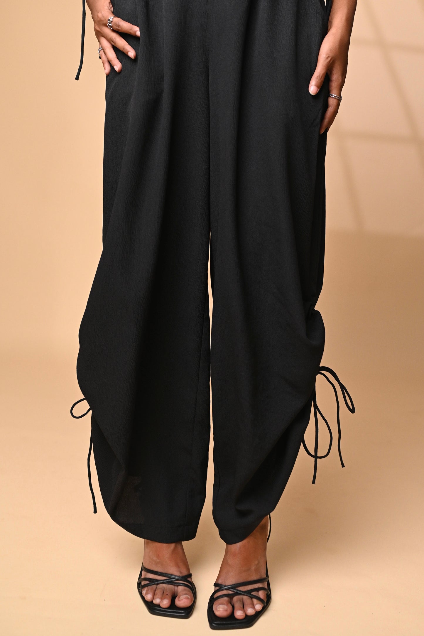 Onyx black ruched pants