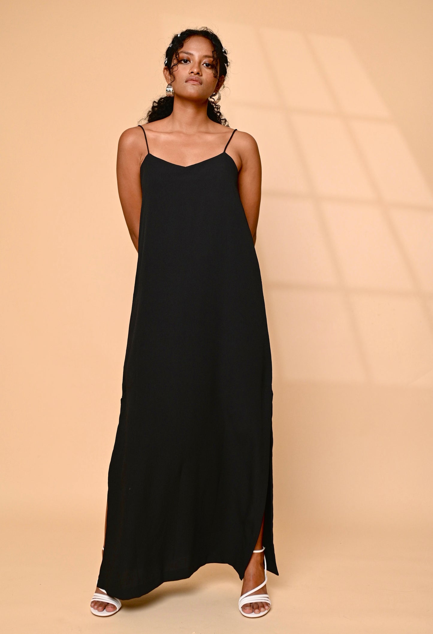 Onyx black slip dress